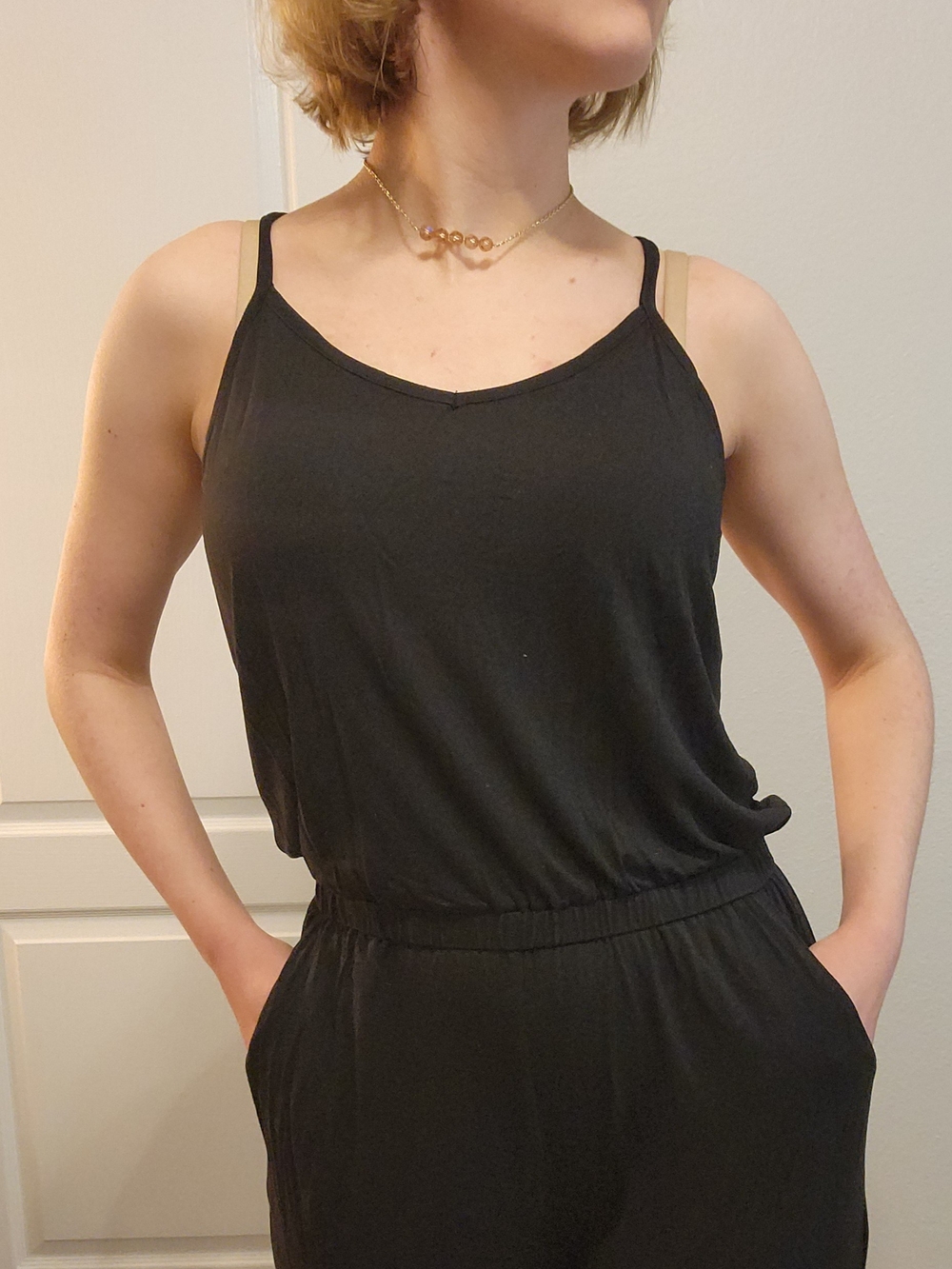 Black Wide-Leg Spaghetti Strap Jumpsuit Size - M - Picture 4 of 9